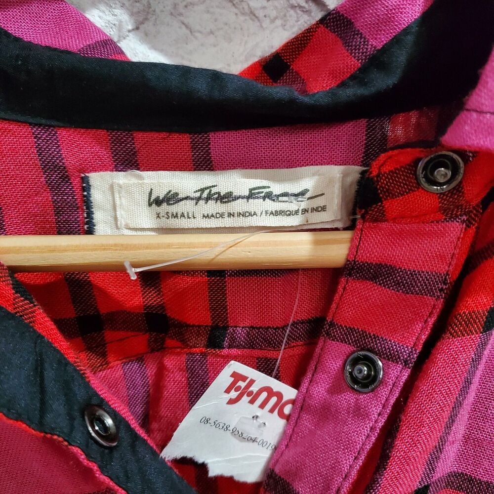 Free People Peplum Pacific Dawn Cinched Plaid Shirt Top Flannel XS New Women's - Picture 6 of 7